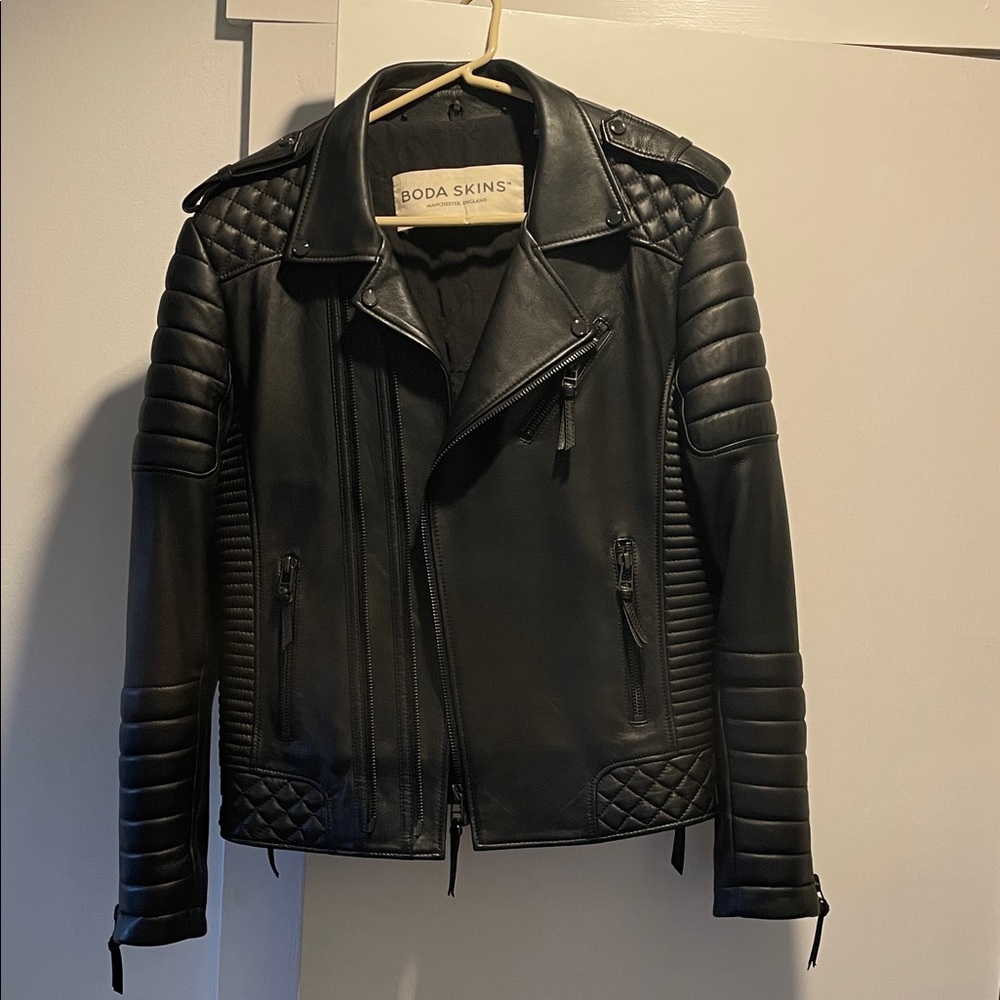 Boda Skins Black Moto Leather Jacket for Men